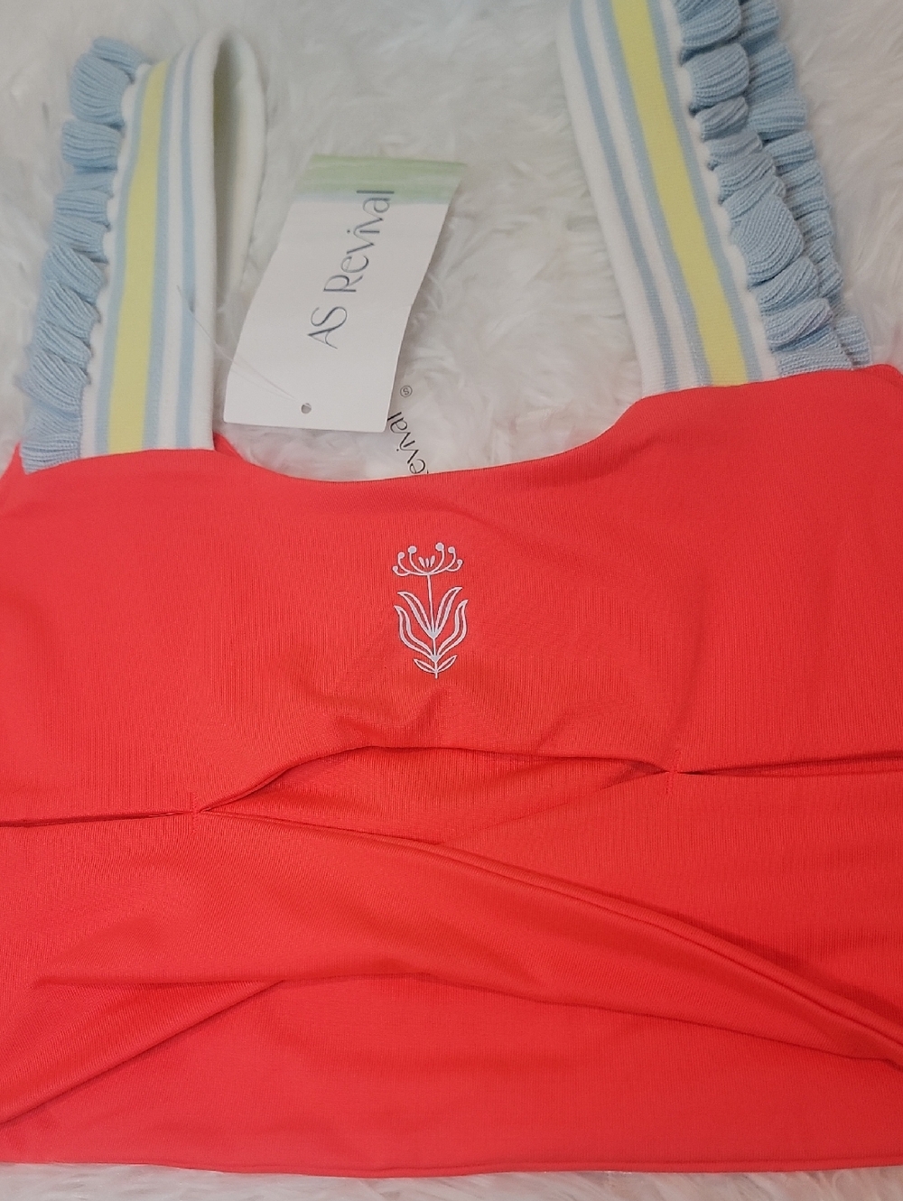 NWT As Revival Playful Pace Ruffle Tank In Coral. Small - Picture 7 of 8